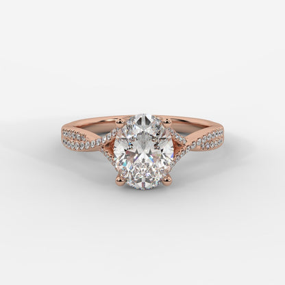 Florence Pavé Split Shank Diamond Ring – Oval - AYKA JEWELS