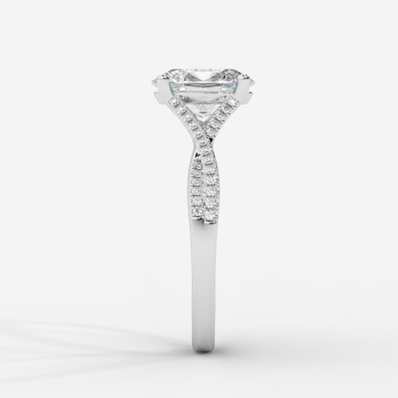 Florence Pavé Split Shank Diamond Ring – Oval - AYKA JEWELS
