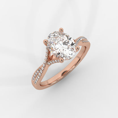Florence Pavé Split Shank Diamond Ring – Oval - AYKA JEWELS