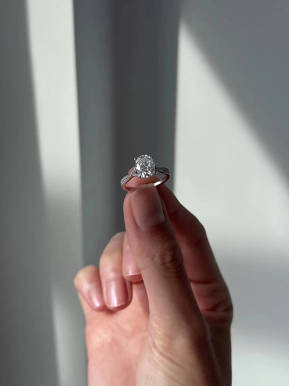 Florence Pavé Split Shank Diamond Ring – Oval - AYKA JEWELS