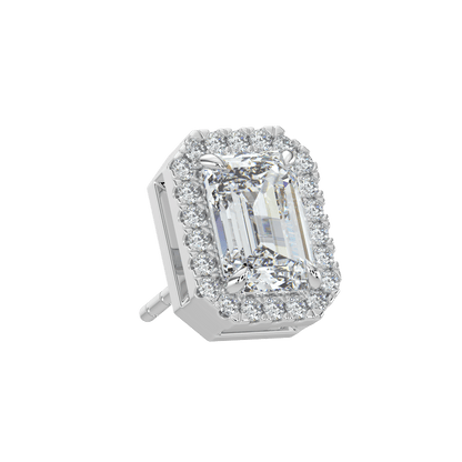 Grace Halo Stud Earrings - 2 ctW - Emerald - AYKA JEWELS