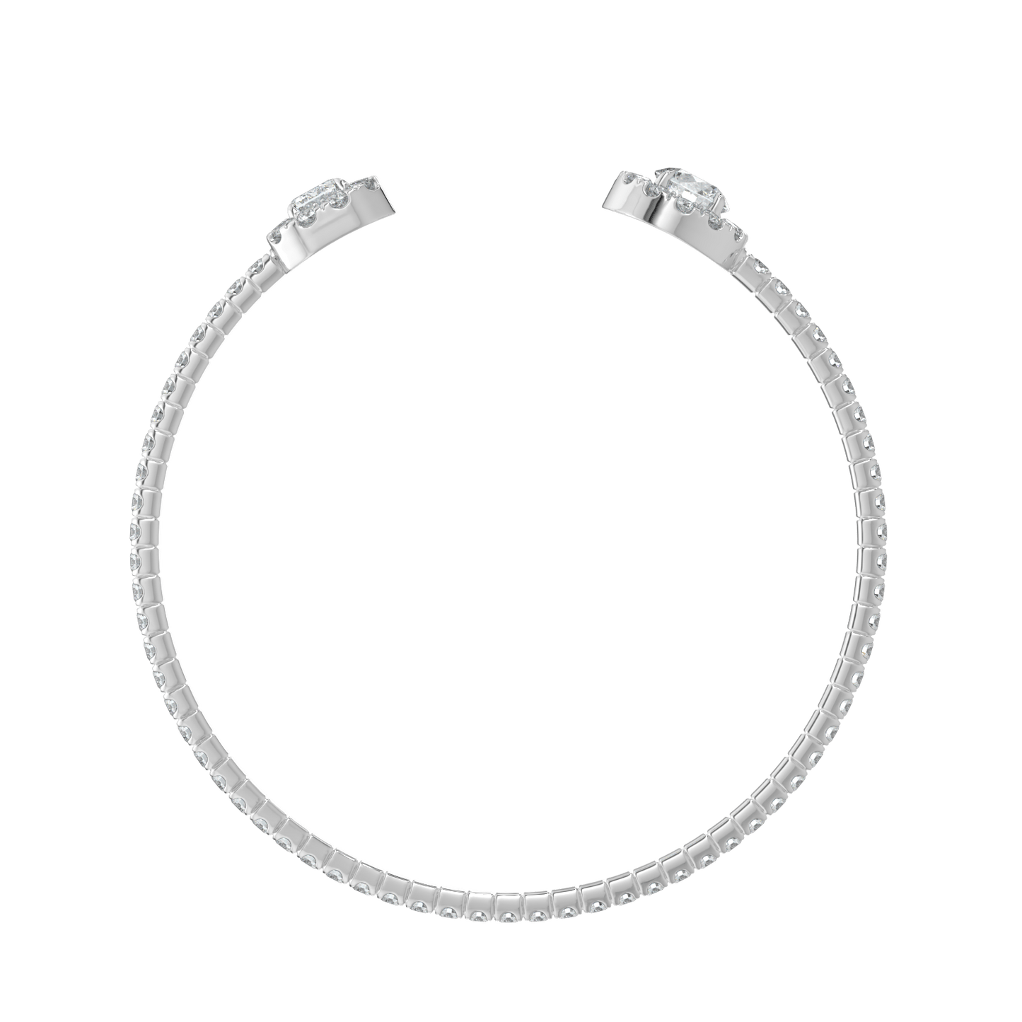 Harper Emerald & Round Double Halo Cuff Bracelet - AYKA JEWELS