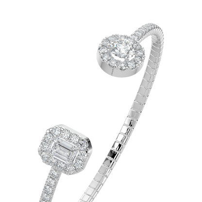 Harper Emerald & Round Double Halo Cuff Bracelet - AYKA JEWELS