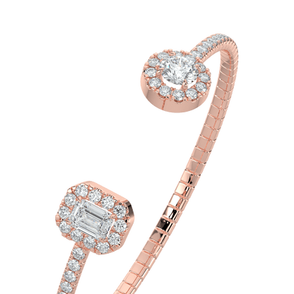 Harper Emerald & Round Double Halo Cuff Bracelet - AYKA JEWELS