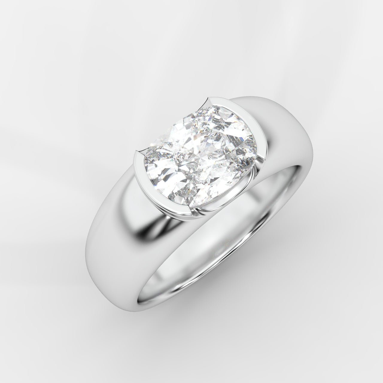 Iris Half Bezel Diamond Ring - Cushion - AYKA JEWELS