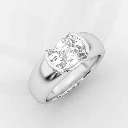 Iris Half Bezel Diamond Ring - Cushion - AYKA JEWELS