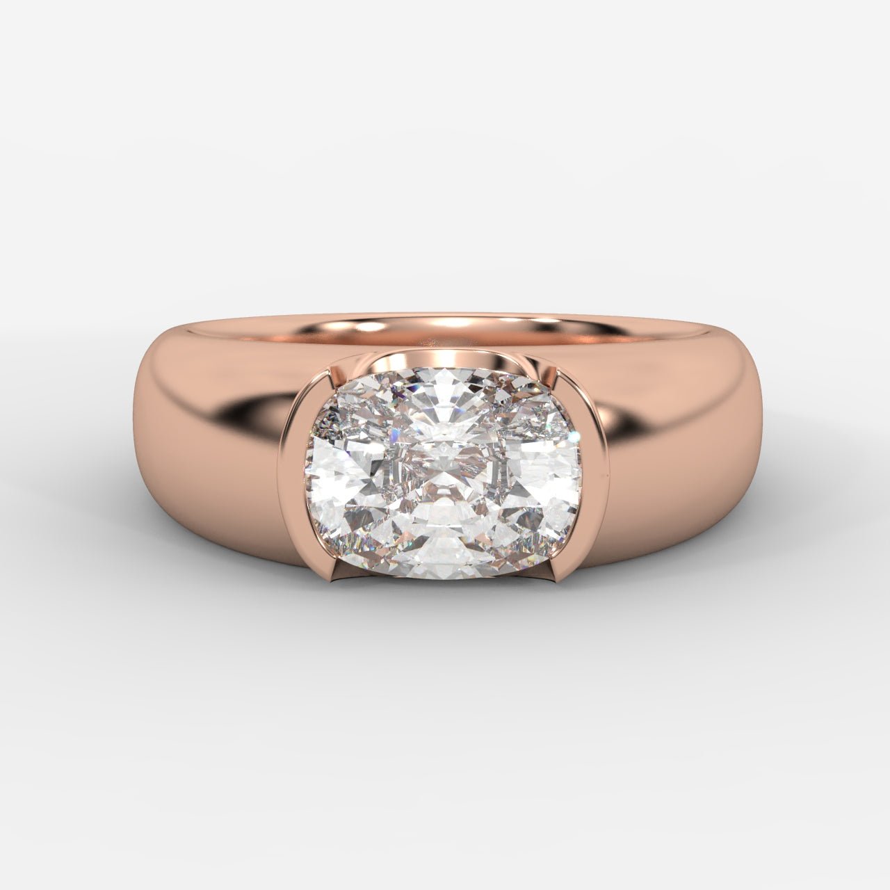 Iris Half Bezel Diamond Ring - Cushion - AYKA JEWELS