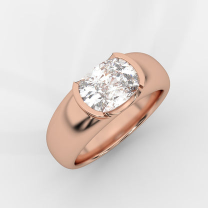 Iris Half Bezel Diamond Ring - Cushion - AYKA JEWELS
