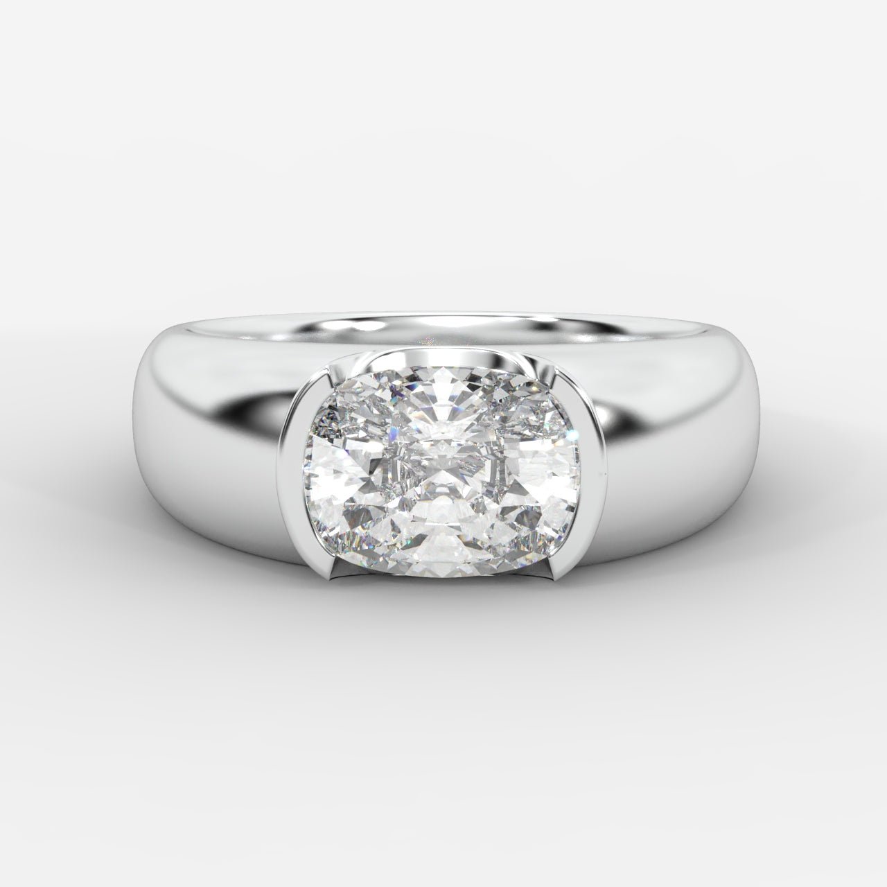 Iris Half Bezel Diamond Ring - Cushion - AYKA JEWELS