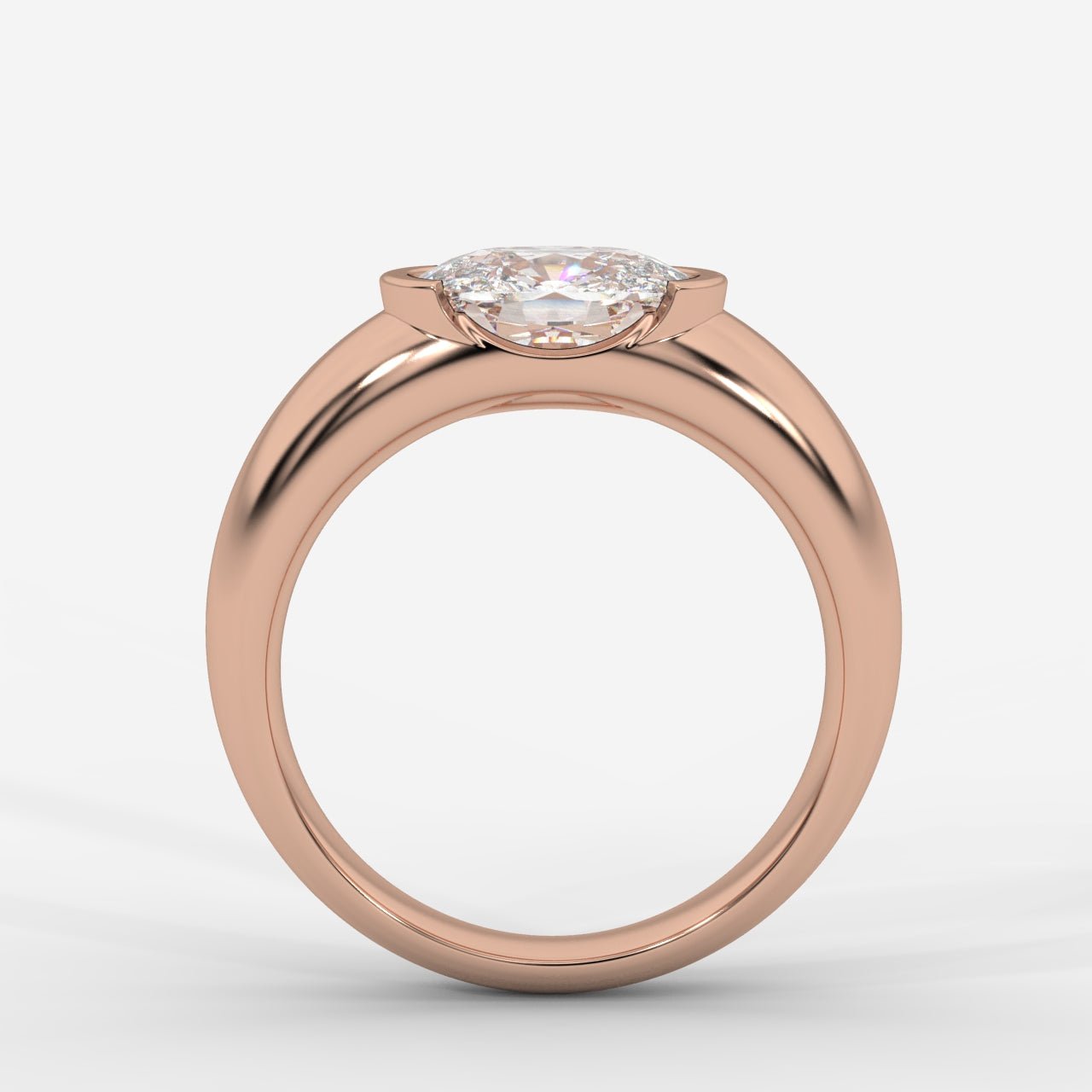 Iris Half Bezel Diamond Ring - Cushion - AYKA JEWELS