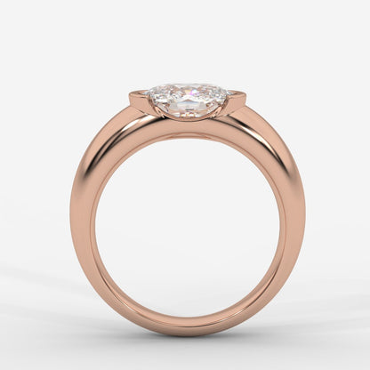 Iris Half Bezel Diamond Ring - Cushion - AYKA JEWELS