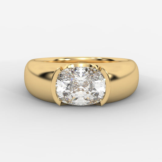 Iris Half Bezel Diamond Ring - Cushion - AYKA JEWELS