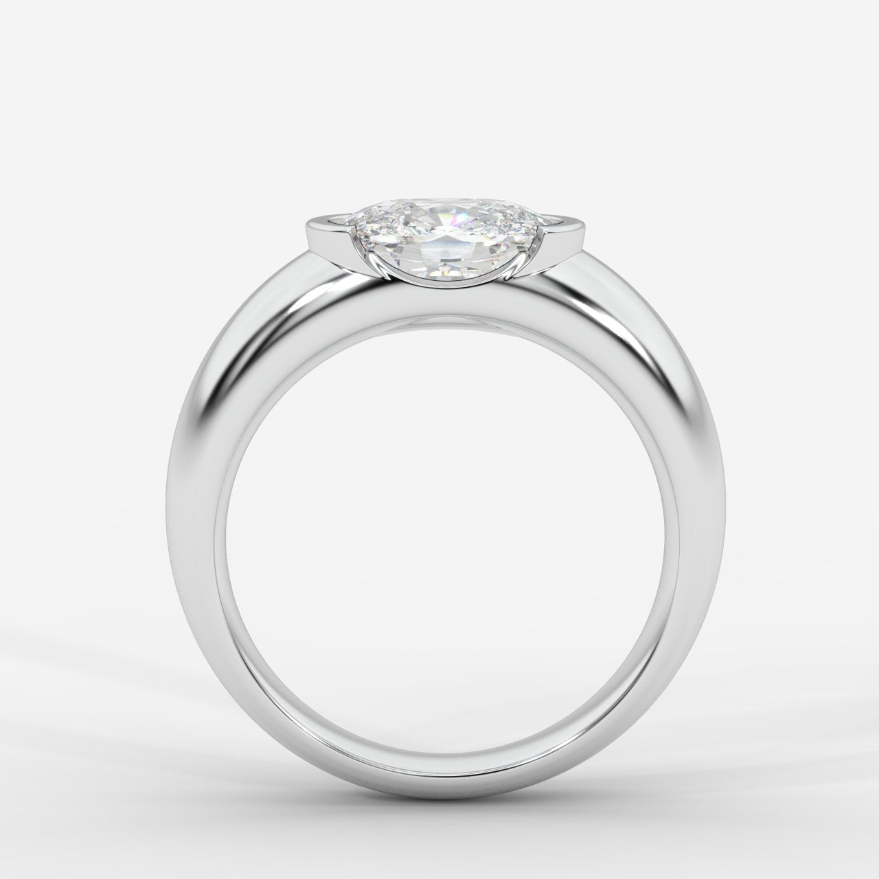 Iris Half Bezel Diamond Ring - Cushion - AYKA JEWELS