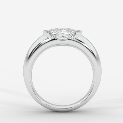 Iris Half Bezel Diamond Ring - Cushion - AYKA JEWELS