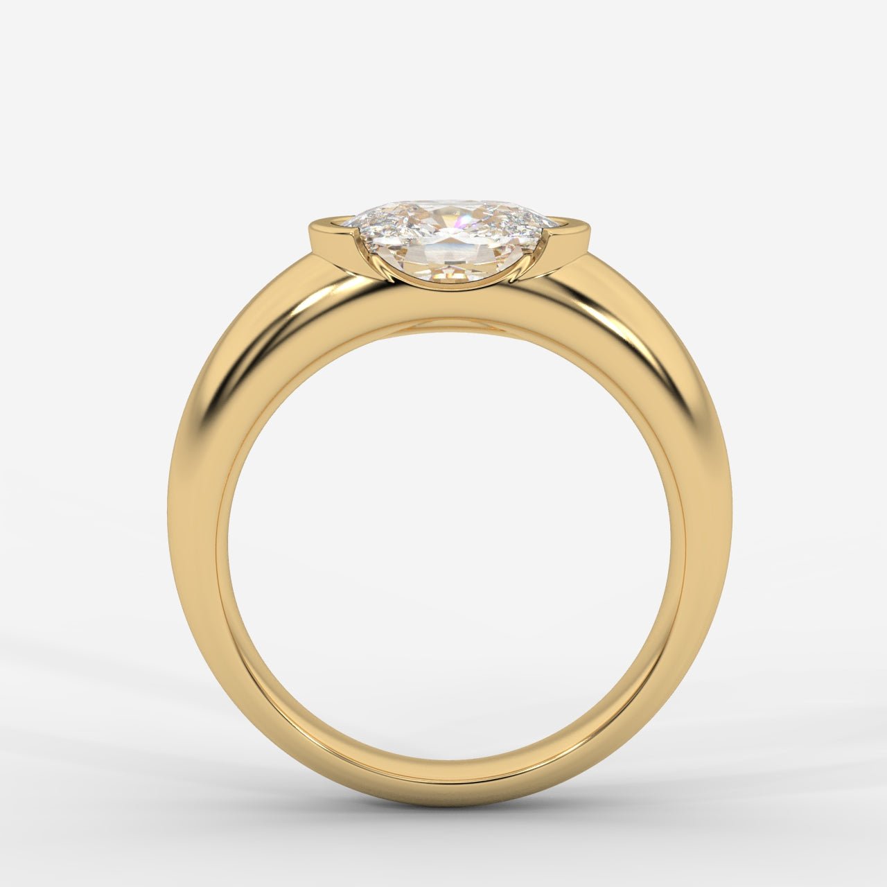 Iris Half Bezel Diamond Ring - Cushion - AYKA JEWELS