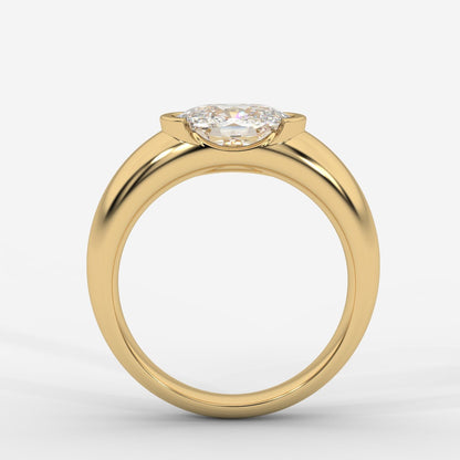 Iris Half Bezel Diamond Ring - Cushion - AYKA JEWELS