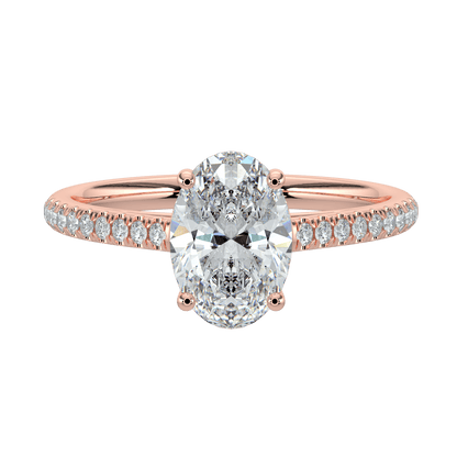 Juliette Brilliant Diamond Ring with Pavé Band - Oval - AYKA JEWELS