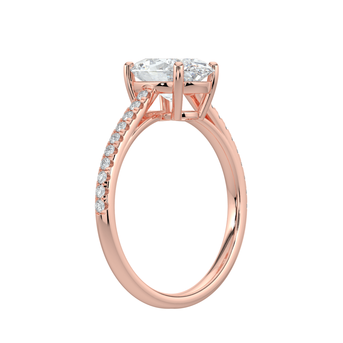 Juliette Brilliant Diamond Ring with Pavé Band - Oval - AYKA JEWELS