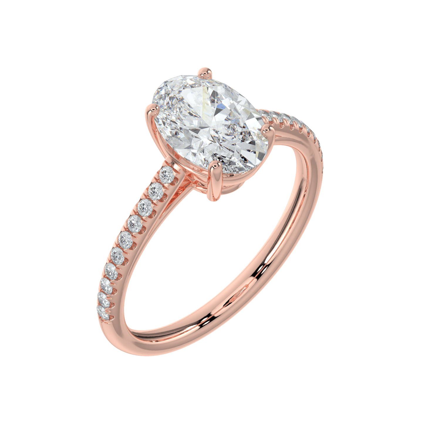 Juliette Brilliant Diamond Ring with Pavé Band - Oval - AYKA JEWELS