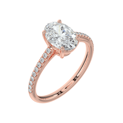 Juliette Brilliant Diamond Ring with Pavé Band - Oval - AYKA JEWELS