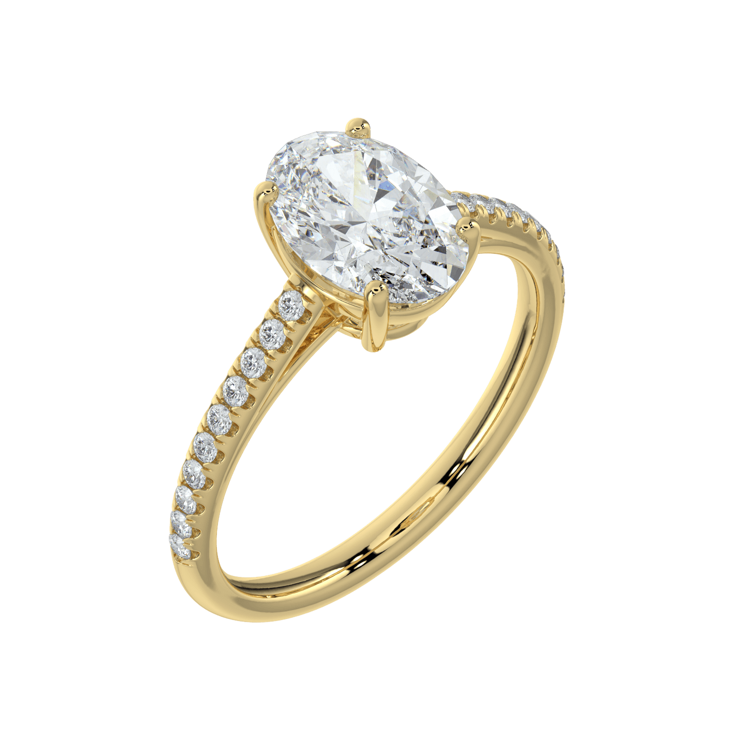 Juliette Brilliant Diamond Ring with Pavé Band - Oval - AYKA JEWELS