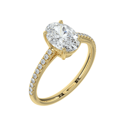 Juliette Brilliant Diamond Ring with Pavé Band - Oval - AYKA JEWELS