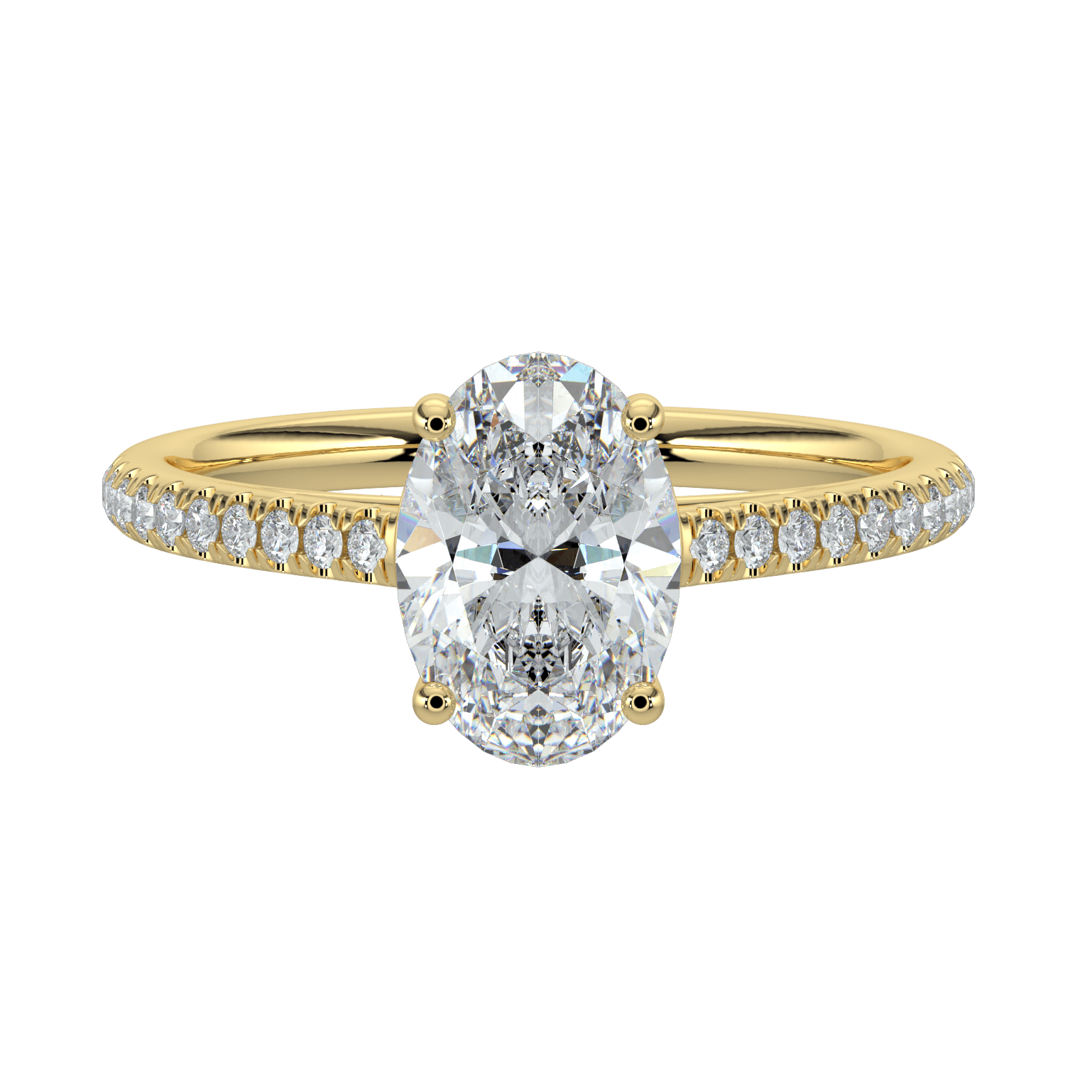 Juliette Brilliant Diamond Ring with Pavé Band - Oval - AYKA JEWELS