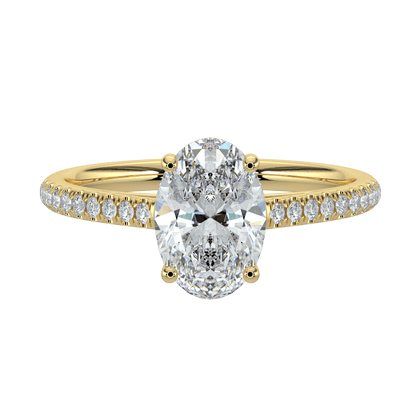 Juliette Brilliant Diamond Ring with Pavé Band - Oval - AYKA JEWELS
