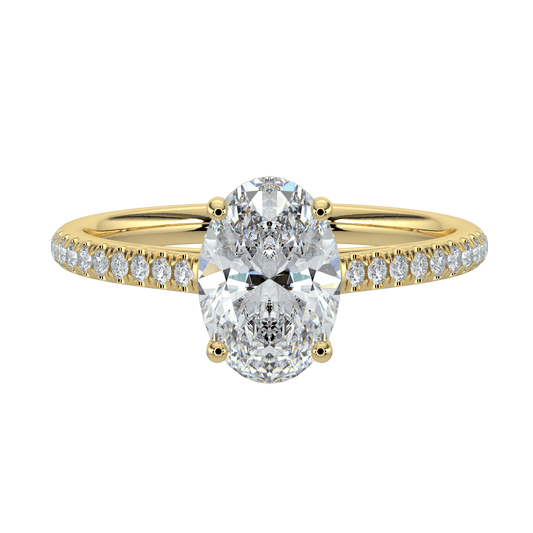 Juliette Brilliant Diamond Ring with Pavé Band - Oval - AYKA JEWELS