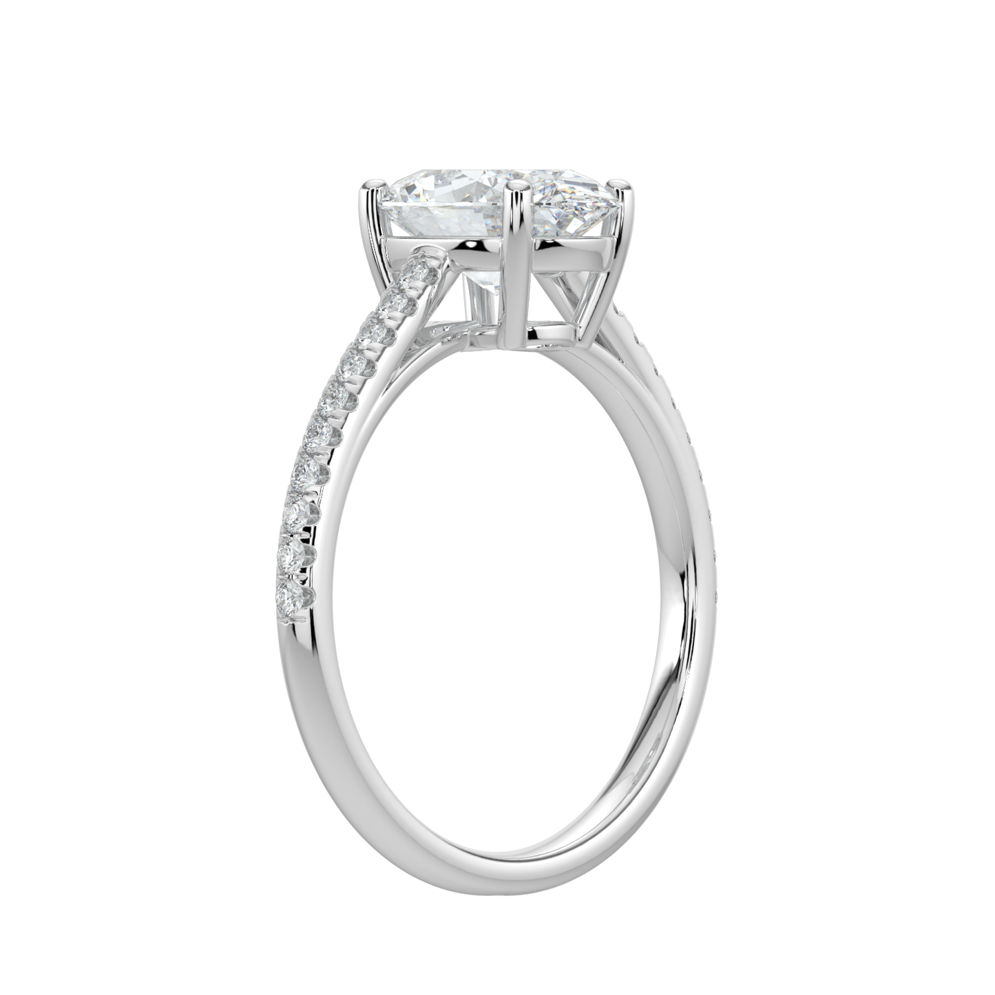 Juliette Brilliant Diamond Ring with Pavé Band - Oval - AYKA JEWELS