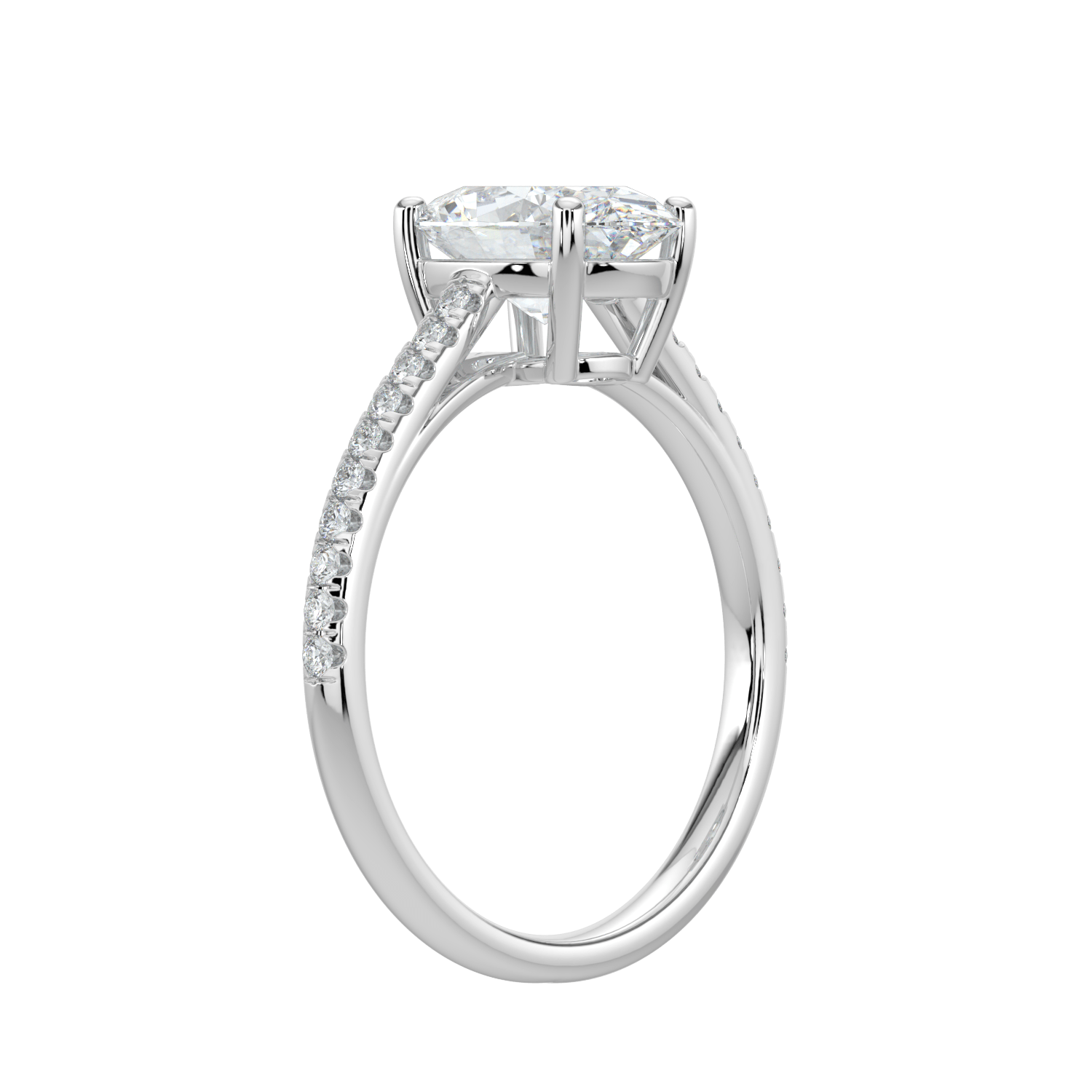 Juliette Brilliant Diamond Ring with Pavé Band - Oval - AYKA JEWELS