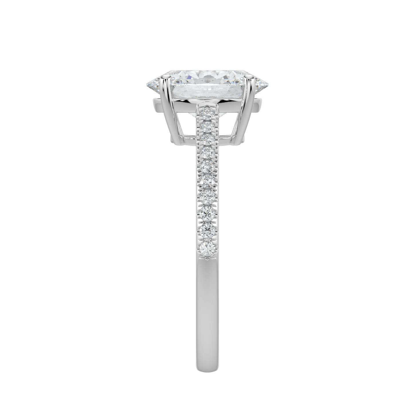 Juliette Brilliant Diamond Ring with Pavé Band - Oval - AYKA JEWELS