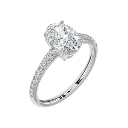 Juliette Brilliant Diamond Ring with Pavé Band - Oval - AYKA JEWELS