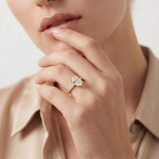 Juliette Brilliant Diamond Ring with Pavé Band - Oval - AYKA JEWELS