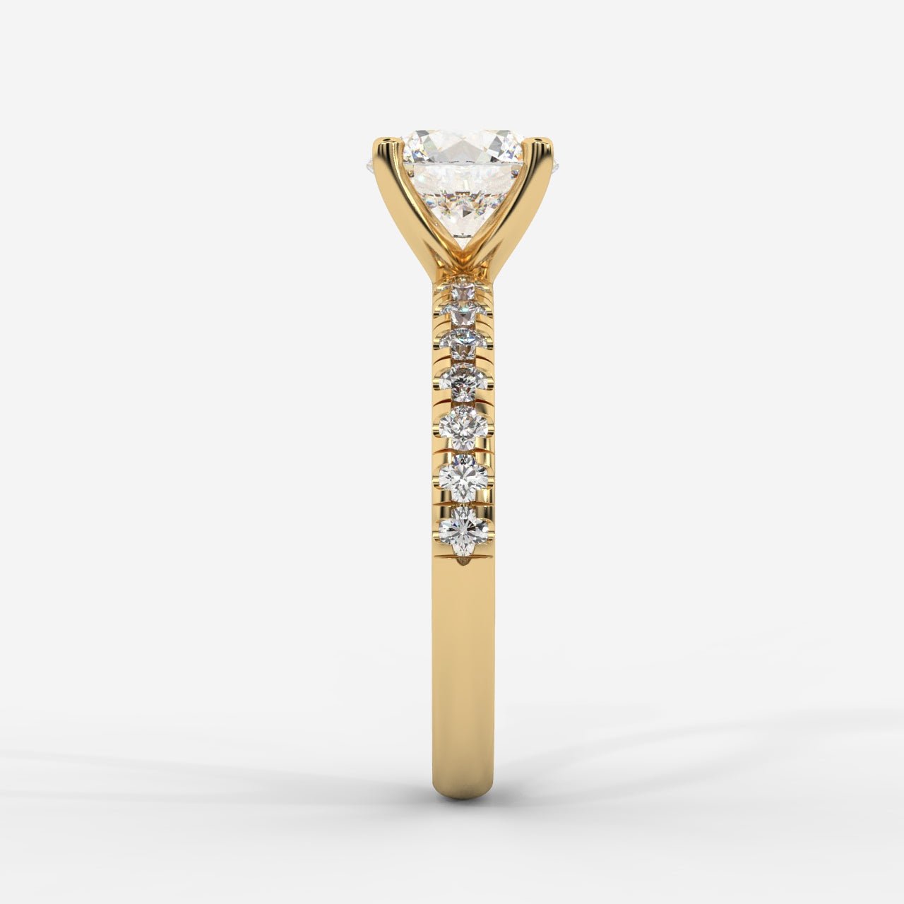 Juliette Brilliant Diamond Ring with Pavé Band - Round - AYKA JEWELS