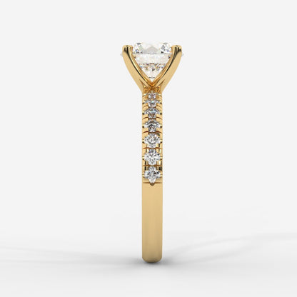 Juliette Brilliant Diamond Ring with Pavé Band - Round - AYKA JEWELS