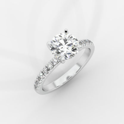 Juliette Brilliant Diamond Ring with Pavé Band - Round - AYKA JEWELS