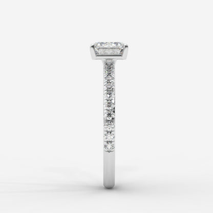 Juliette Brilliant East West Ring with Pavé Band - Emerald - AYKA JEWELS