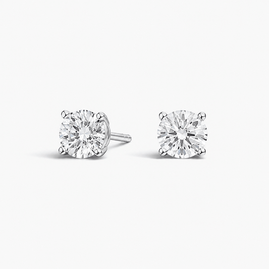 Kate Diamond Stud Earrings in Silver – Round - AYKA JEWELS