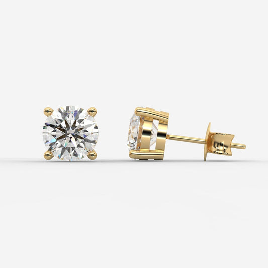 Kate Diamond Stud Earrings – Round - AYKA JEWELS