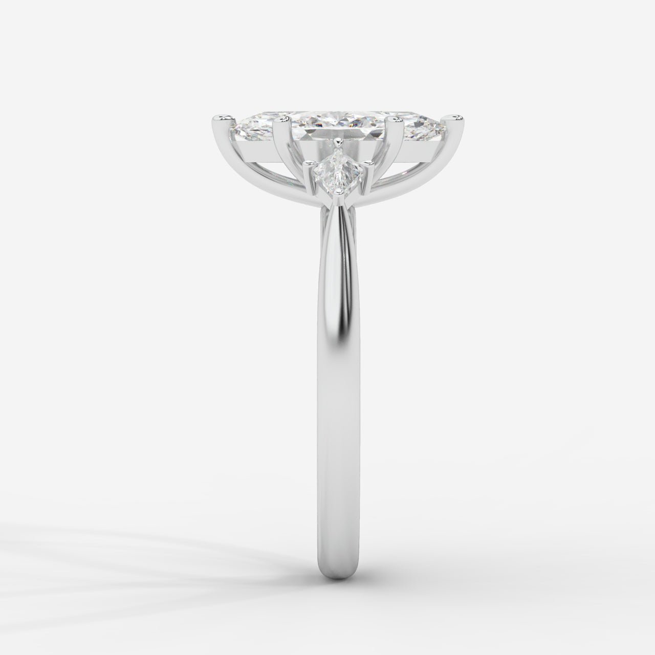 Kayla Diamond Ring with Tapered Baguette Side Stones - Marquise - AYKA JEWELS