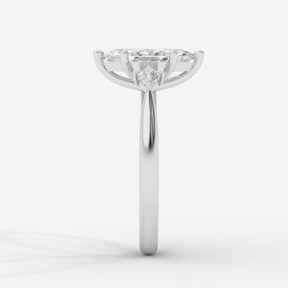 Kayla Diamond Ring with Tapered Baguette Side Stones - Marquise - AYKA JEWELS