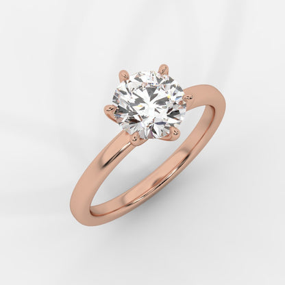 Lara Classic Six Prong Solitaire Ring - Round - AYKA JEWELS