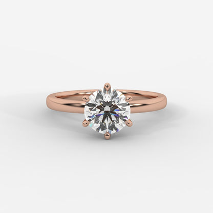 Lara Classic Six Prong Solitaire Ring - Round - AYKA JEWELS