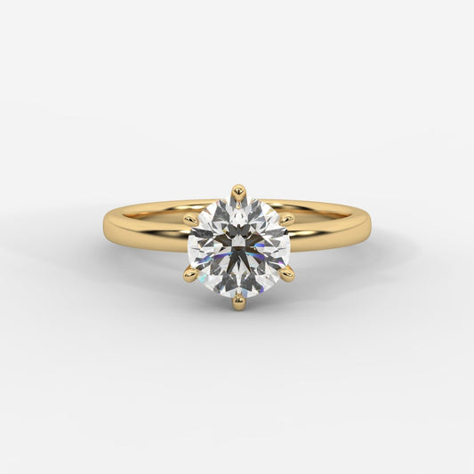 Lara Classic Six Prong Solitaire Ring - Round - AYKA JEWELS