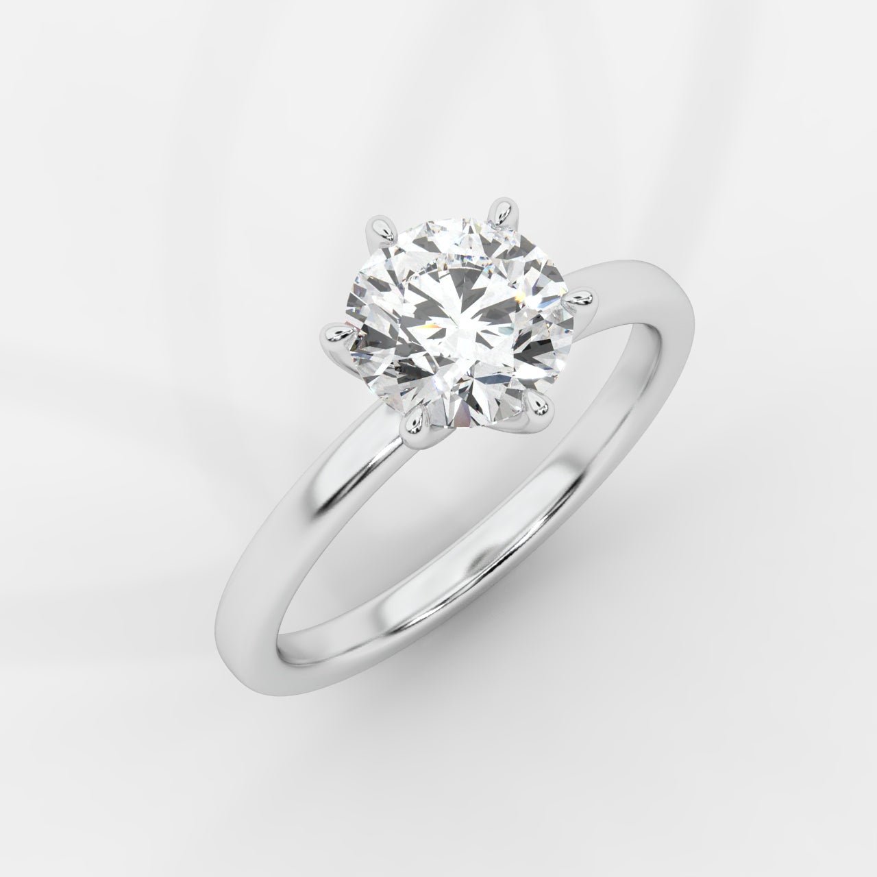 Lara Classic Six Prong Solitaire Ring - Round - AYKA JEWELS