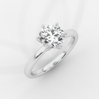 Lara Classic Six Prong Solitaire Ring - Round - AYKA JEWELS