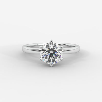 Lara Classic Six Prong Solitaire Ring - Round - AYKA JEWELS