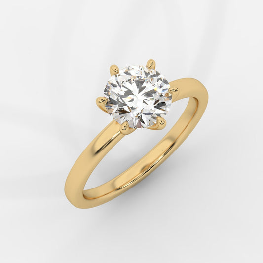 Lara Classic Six Prong Solitaire Ring - Round - AYKA JEWELS