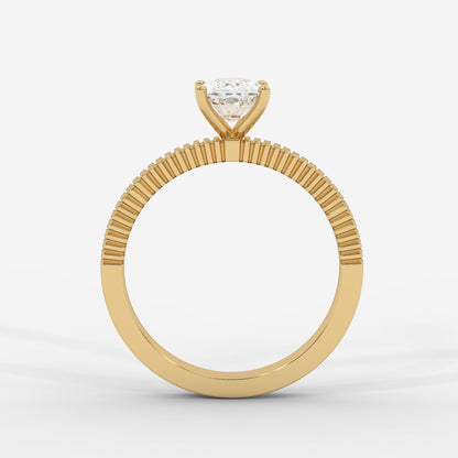 Laura Ribbed Solitaire Ring – Cushion - AYKA JEWELS
